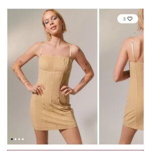 NWT Urban Outfitters Bari Corset Mini Dress, Tan, Size Medium